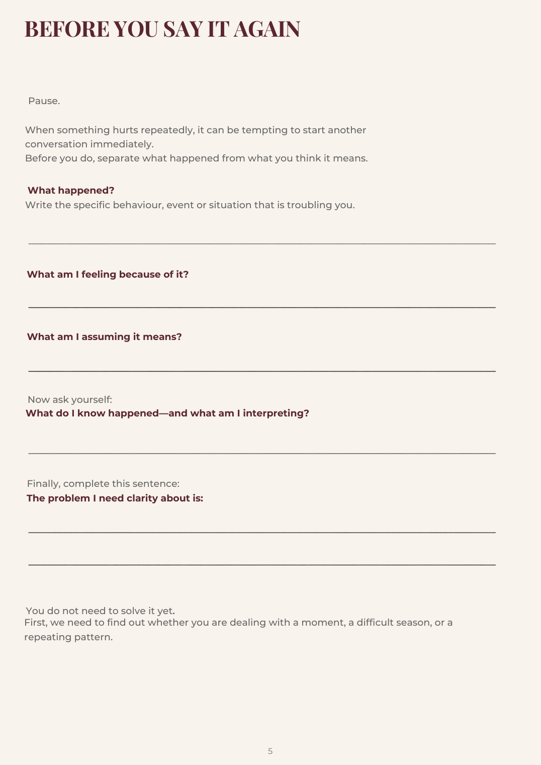 Sample workbook page