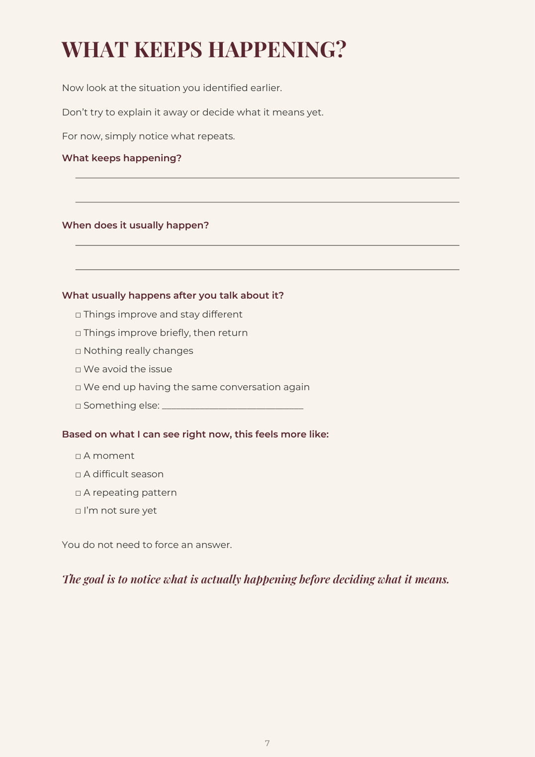 Sample workbook page